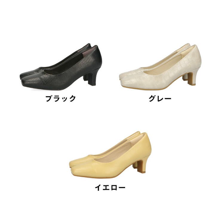 累計100万足突破！＼跳べるパンプス／スクエアトゥヒール/R-3204