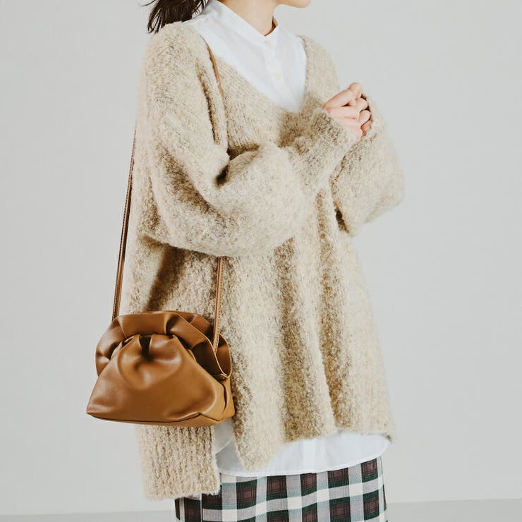 ニット セーター MIXブークレVネックプルオーバーニット/AC2701 レディース メンズ acro（アクロ）の「MIXブークレVネックプルオーバーニット