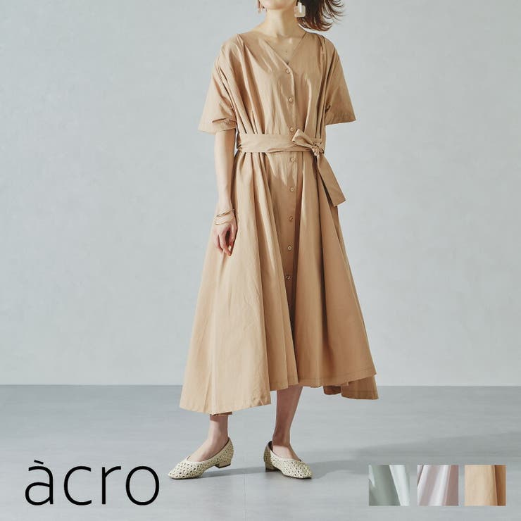 Vネックタックフレアワンピース《acro》アクロ[品番：ORTS0003275