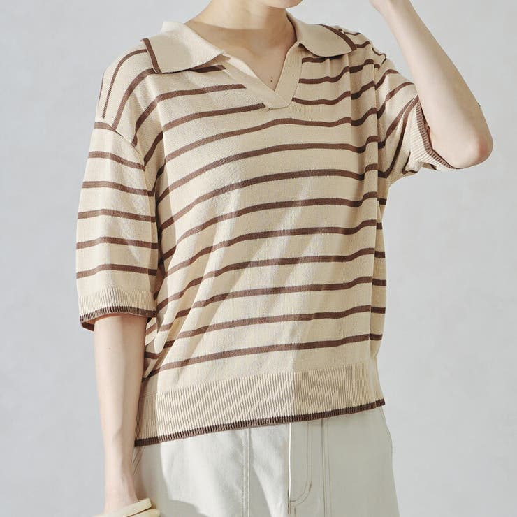 ボーダースキッパーネックポロニット《acro》アクロ | ORiental TRaffic | 詳細画像8 