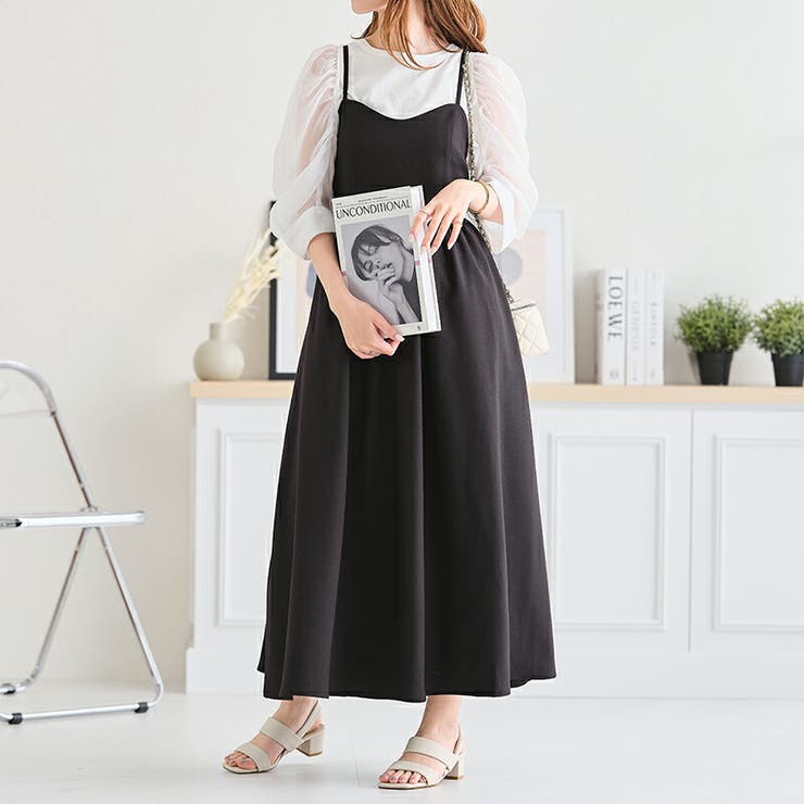 バックリボンフレアキャミワンピース[品番：ORTS0005867]｜ORiental