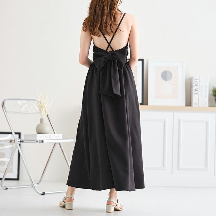 バックリボンフレアキャミワンピース[品番：ORTS0005867]｜ORiental