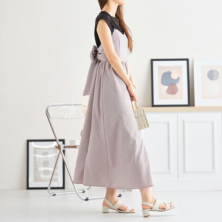 バックリボンフレアキャミワンピース[品番：ORTS0005867]｜ORiental