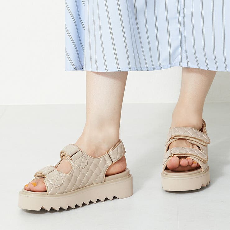 サンダル フラット 厚底 ストラップ キルティング 2colors キルティング厚底サンダル/31254[品番：ORTS0005818]｜ORiental