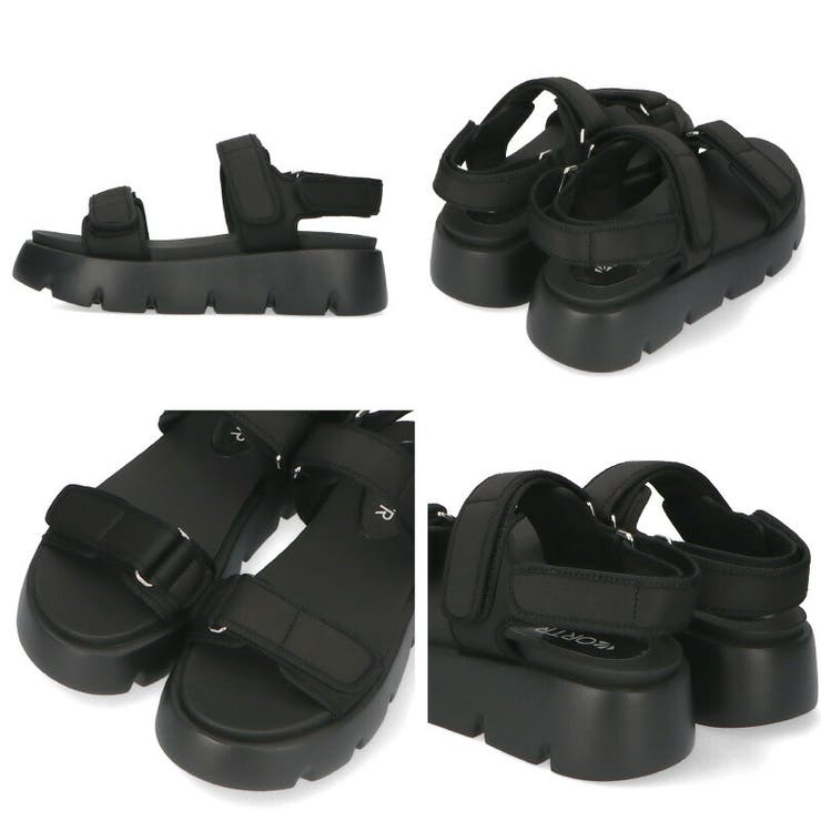 黒/23.5cm♬スポーツサンダル バックル付き WA ORiental TRaffic サンダル ダブルベルトスポーツサンダル/42207