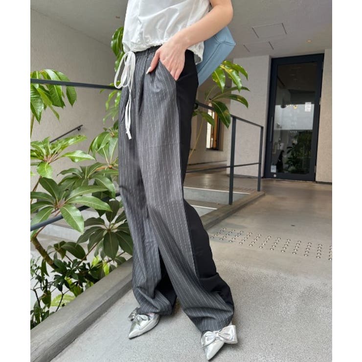 【Delfy】バイカラーストライプパンツ | nemne | 詳細画像3 