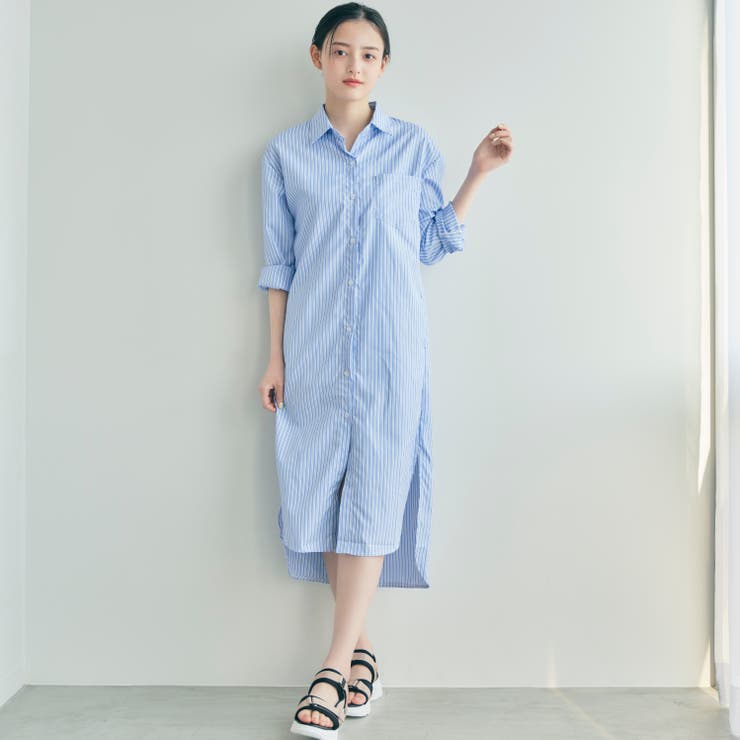 お待たせ! ストライプロングシャツワンピース[品番：ORGW0000069]｜Ada ワンピース