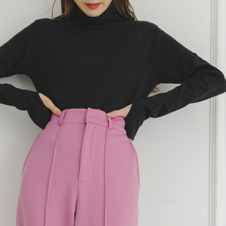 ハイネックカットソープルオーバー 長袖 タートルネック[品番