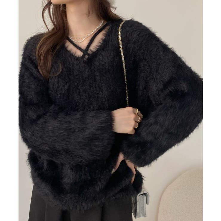 クロスデザイン シャギー ニット[品番：ORGW0008569]｜Ada.（エイダ