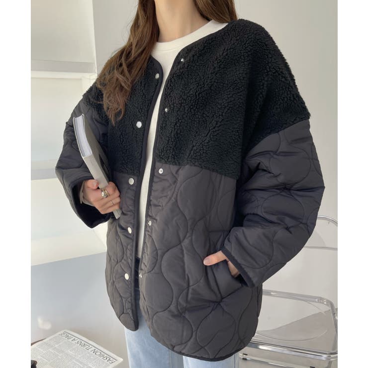 【即発送可能】 美品☆リブドロワ｜定価1,8万 21AW ボア切替ブルゾン ジャケット・アウター