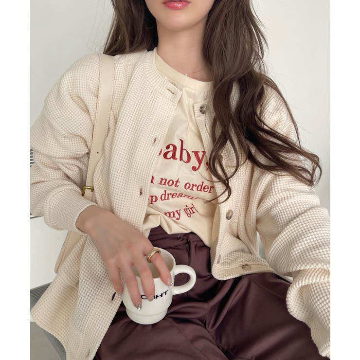 2WAY使用可能！ ワッフル オーバーサイズ カーディガン[品番