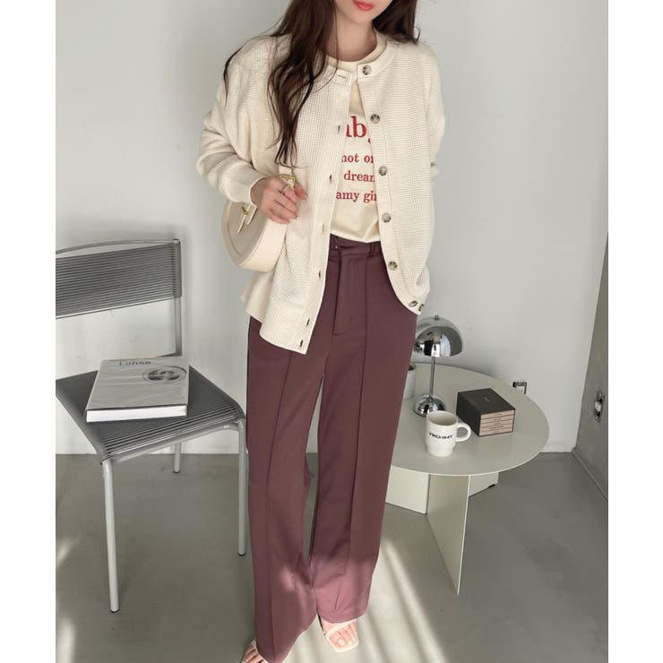 2WAY使用可能！ ワッフル オーバーサイズ カーディガン[品番