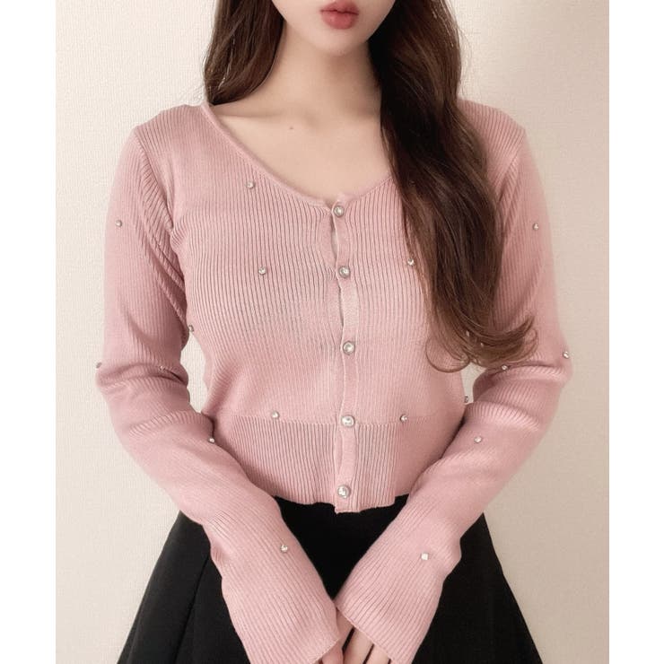 未使用✨Rene ルネ　リブニットカーディガン　ピンク　ビジュー　ラウンドネック 176075172_o1.jpeg?