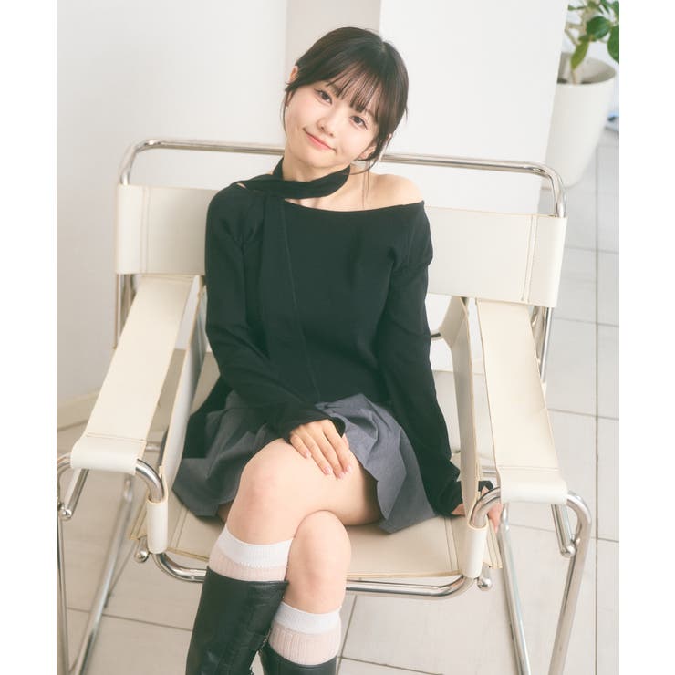 マフラー付き ボートネック カットソー | Ada. | 詳細画像18