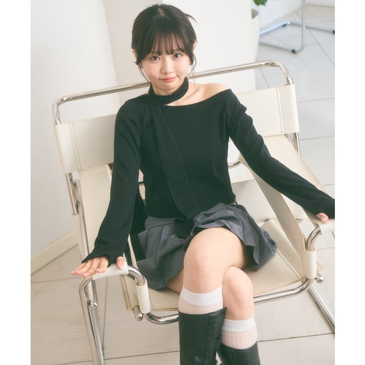 マフラー付き ボートネック カットソー | Ada. | 詳細画像19