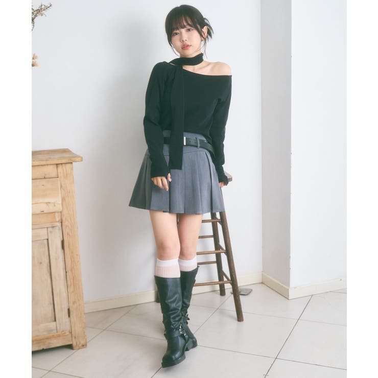 マフラー付き ボートネック カットソー | Ada. | 詳細画像4