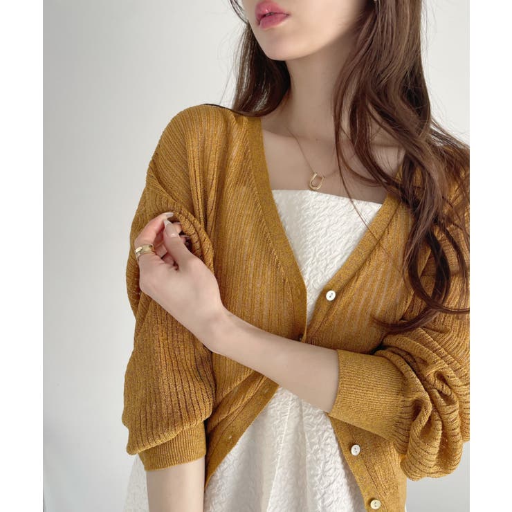 レディメイド LADYMADE バイカラーラメニットカーディガン