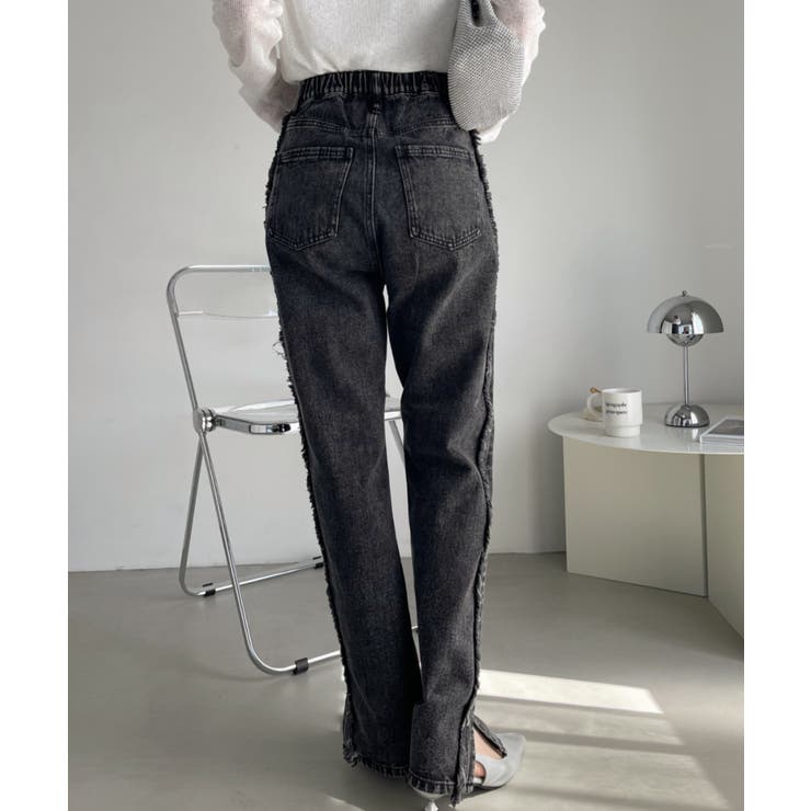 レビュー高評価商品 サイド フリンジデザイン デニムパンツ[品番：ORGW0008763]｜Ada パンツ
