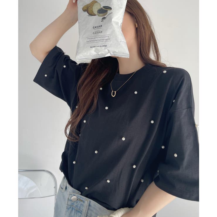 パール付き 半袖 Tシャツ | Ada. | 詳細画像15 
