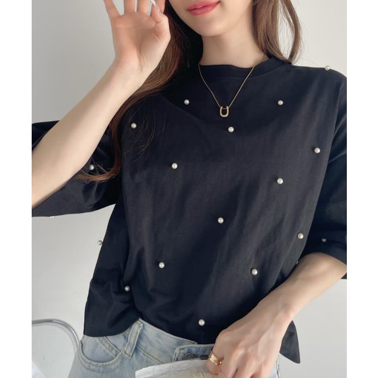 パール付き 半袖 Tシャツ | Ada. | 詳細画像17 