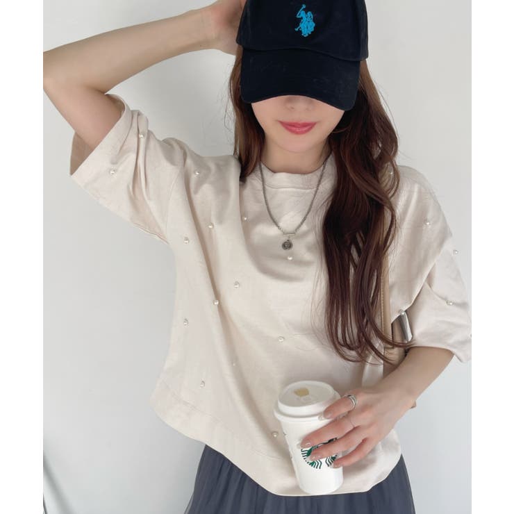 パール付き 半袖 Tシャツ | Ada. | 詳細画像18 