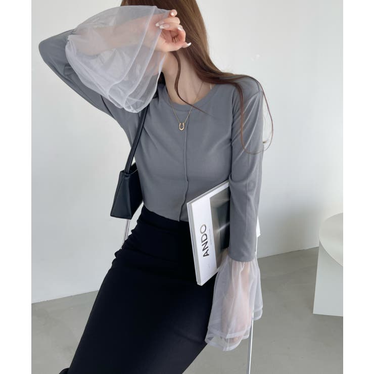 チュール ティアード フリル レイヤード カットソー | Ada. | 詳細画像10 