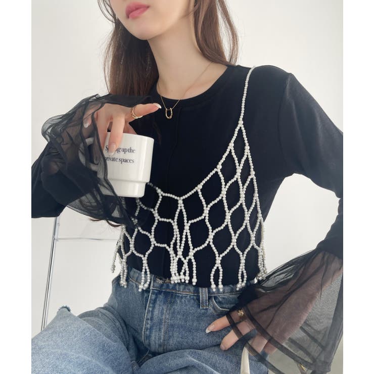 チュール ティアード フリル レイヤード カットソー | Ada. | 詳細画像17 