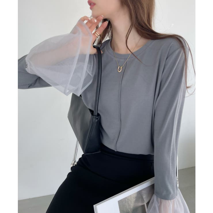 チュール ティアード フリル レイヤード カットソー | Ada. | 詳細画像8 