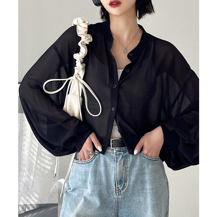 【美品】IENA ボリュームスリーブ シアー ブラウス とろみ オーバーサイズ 美品】IENA ボリュームスリーブ シアー ブラウス とろみ