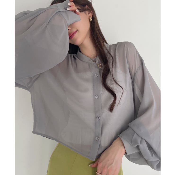 【美品】IENA ボリュームスリーブ シアー ブラウス とろみ オーバーサイズ 美品】IENA ボリュームスリーブ シアー ブラウス とろみ