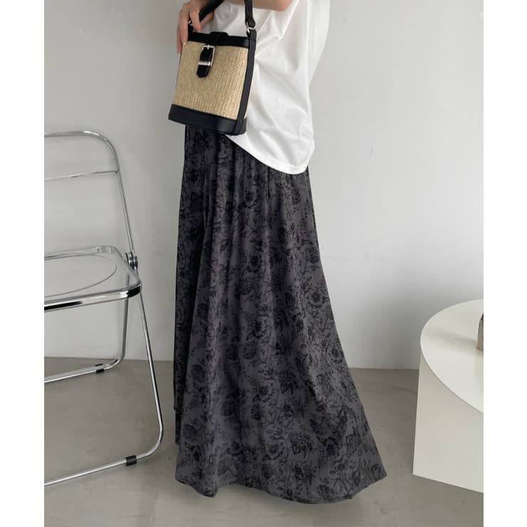 リエンダ♡大人気完売♡ゴブランフレアJ/Wスカート♡M セール】バイアスギャザーフラワーフレアスカート（スカート