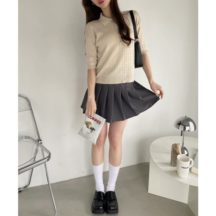 美品『eleventy イレブンティ』ケーブルニットポロシャツ サマーコットン 美品『eleventy イレブンティ』ケーブルニットポロシャツ サマー