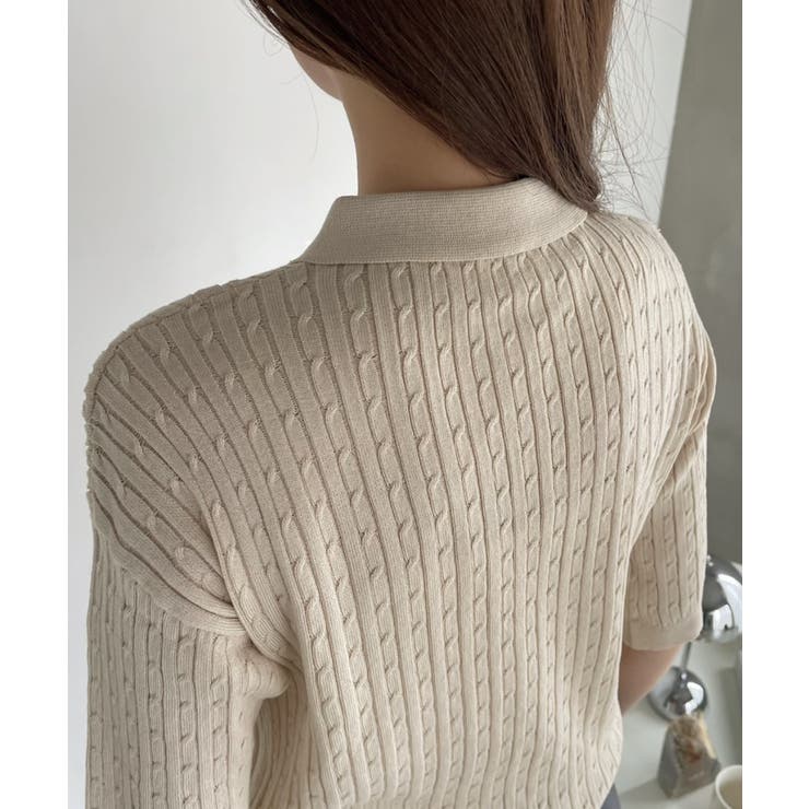 美品『eleventy イレブンティ』ケーブルニットポロシャツ サマーコットン 美品『eleventy イレブンティ』ケーブルニットポロシャツ サマー