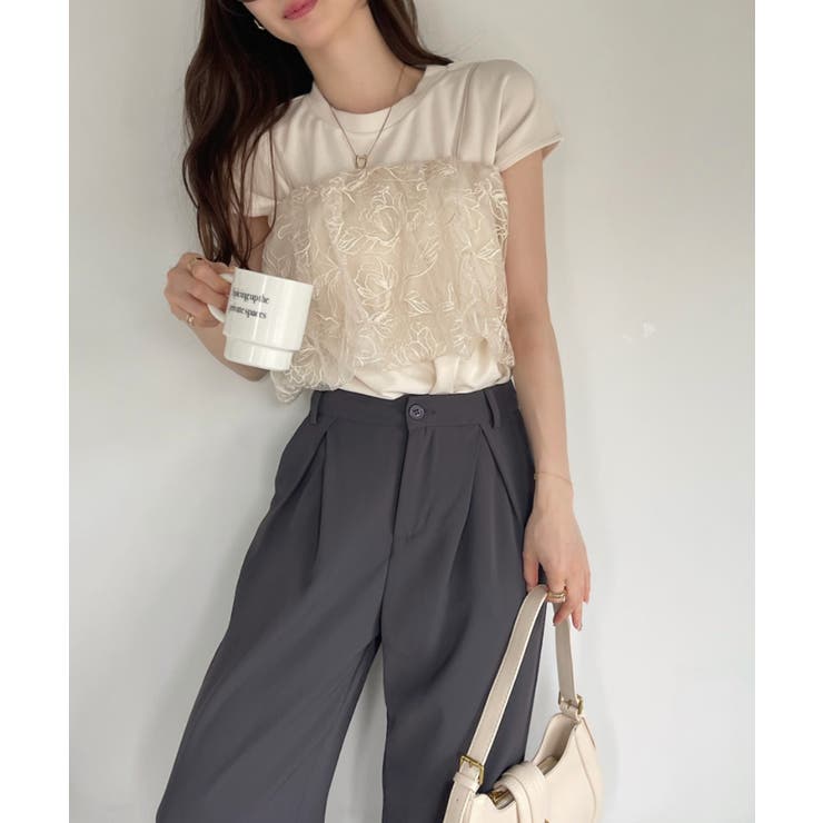 フラワー刺繍 レース キャミ バルーン ビスチェ[品番