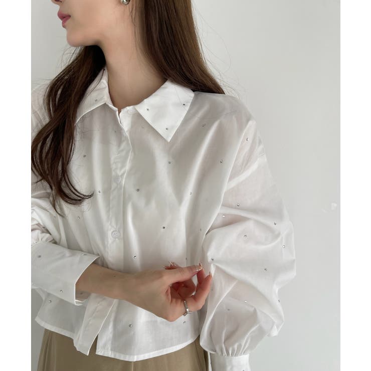 【Eclat one】ビジュー デザイン ボリュームスリーブ シャツ | Eclat one | 詳細画像3 