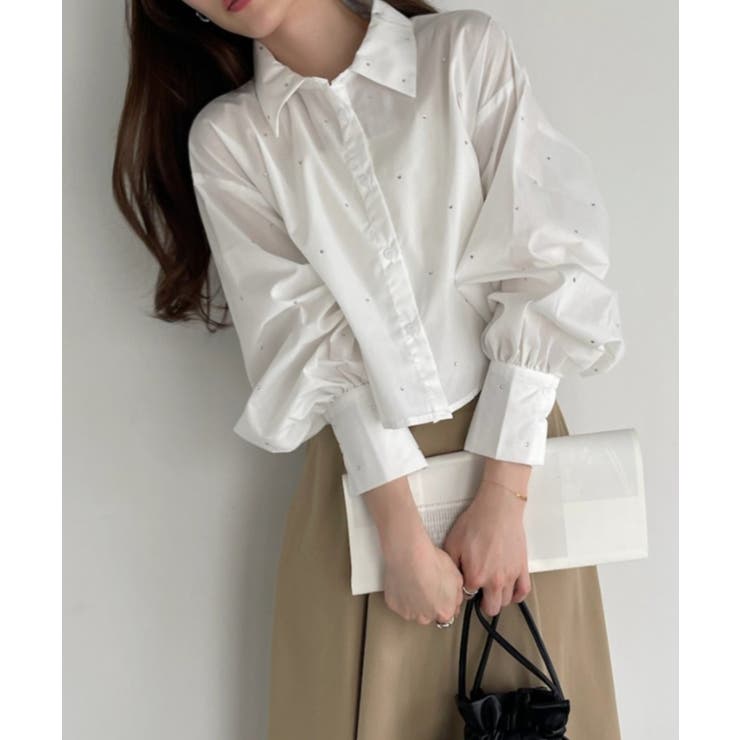 【Eclat one】ビジュー デザイン ボリュームスリーブ シャツ | Eclat one | 詳細画像5 