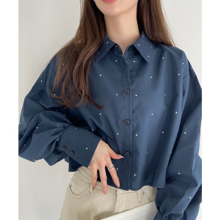 【Eclat one】ビジュー デザイン ボリュームスリーブ シャツ | Eclat one | 詳細画像8 