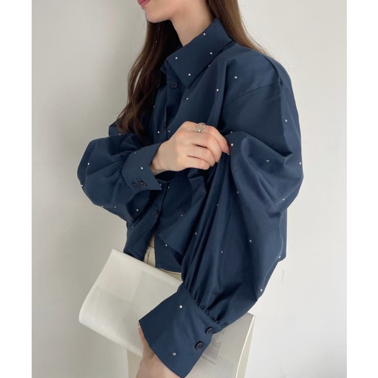 【Eclat one】ビジュー デザイン ボリュームスリーブ シャツ | Eclat one | 詳細画像9 