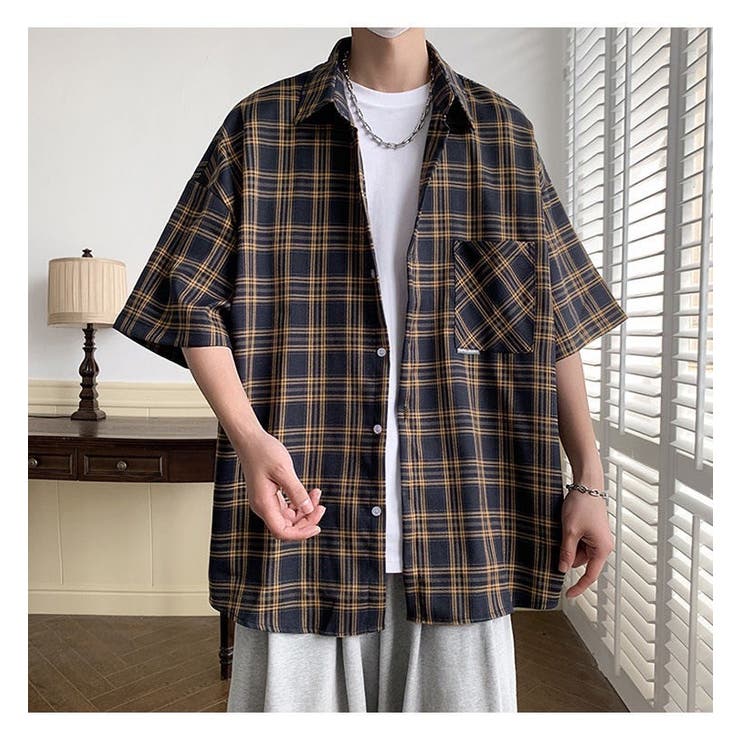 メンズ チェックシャツ 半袖シャツ ストリート\t半袖 a1333 メンズ チェックシャツ 半袖シャツ ストリート	半袖 a1333 半袖