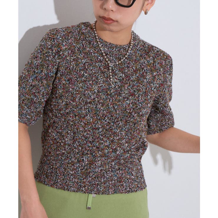 OUR 洗えるサマーニット　ブラック ピックワッペンダメージサマーニット【ブラック】