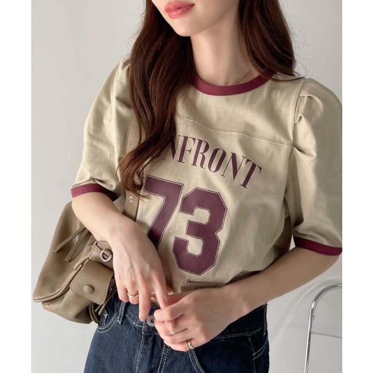 ナンバー ロゴ プリント パワショル リンガー Tシャツ[品番