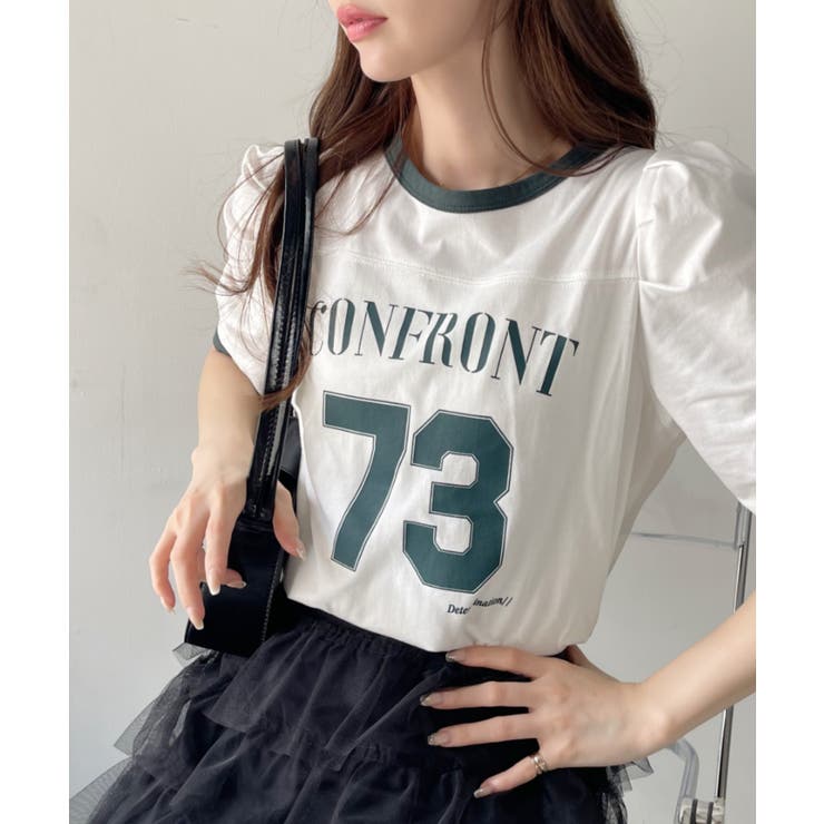 ナンバー ロゴ プリント パワショル リンガー Tシャツ[品番