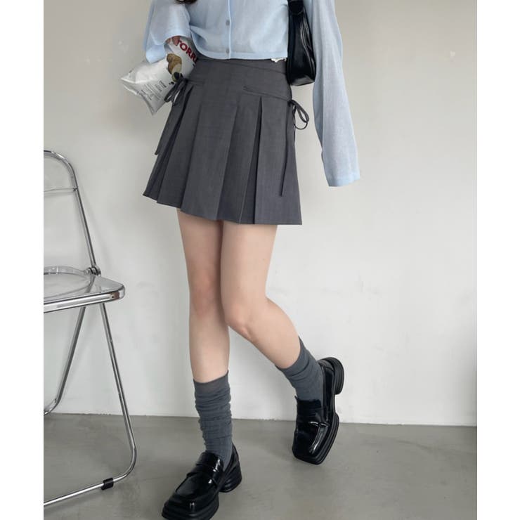 定番のお歳暮&冬ギフトの商品をすべ リボン デザイン プリーツ ミニスカート[品番：ORGW0008921 XLサイズ以上