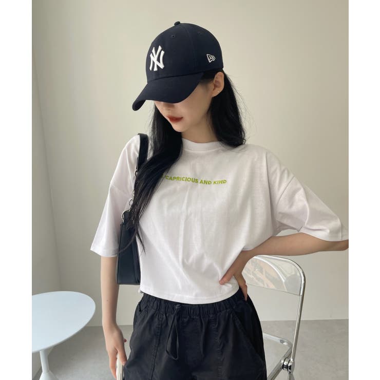 サガラ刺繍 クロップド フラワー Tシャツ[品番：ORGW0008925