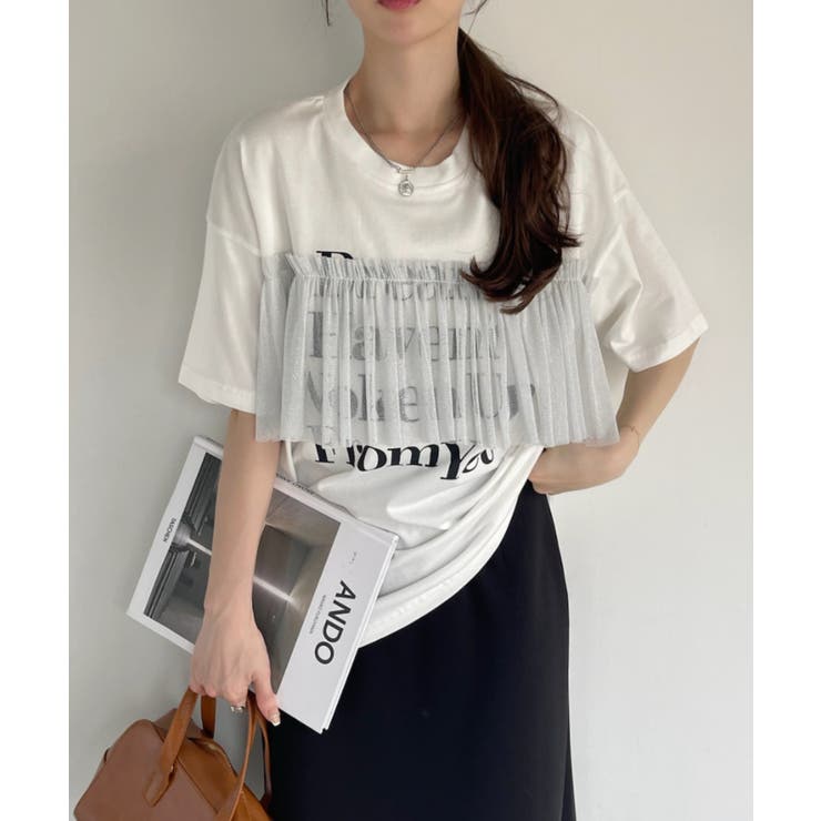 【AMERI】別注チュールドッキングTシャツ Ameri VINTAGE - AMERI 別注チュールドッキングTシャツ ブラック 新品