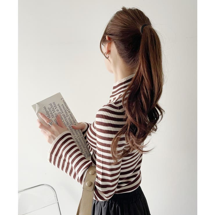 ぷちハイネック フレアスリーブ ニット ボーダー/無地 | Ada. | 詳細画像14 