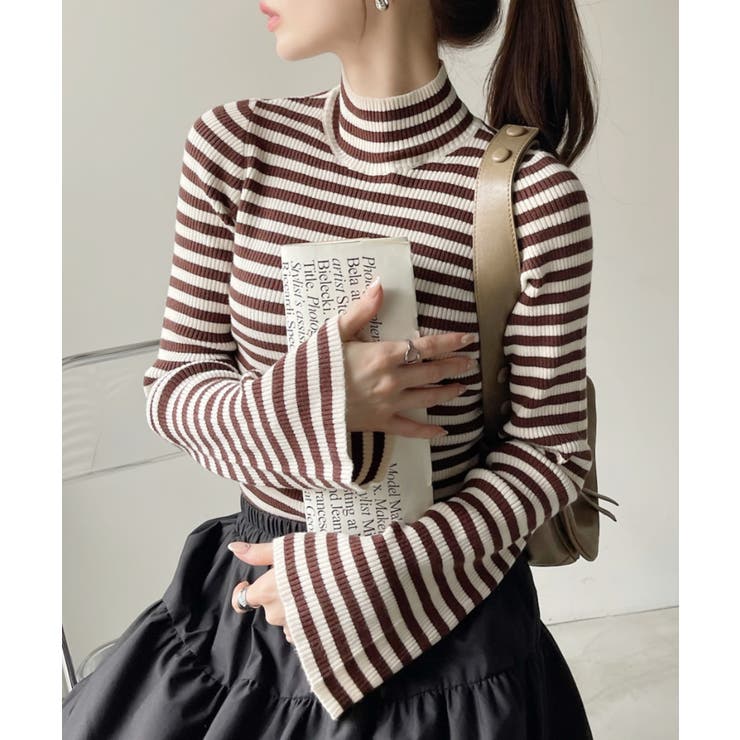 ぷちハイネック フレアスリーブ ニット ボーダー/無地 | Ada. | 詳細画像3 