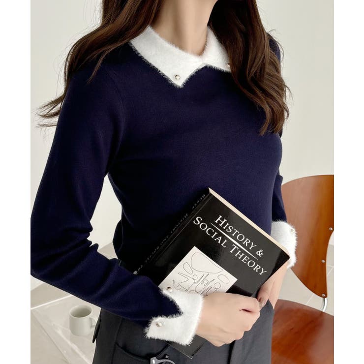 Vネック裾ジャガードドッキングニットブラウス [C7536] - レディースファッション通販 神戸レタス【公式サイト】 theory サマーニット レーヨン ナイロン Sサイズ トップス 長袖