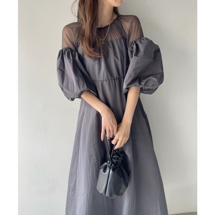 HYKE(ハイク)】 LINEN BALLOON SLEEVE MAXI DRESS｜パリゴ尾道店