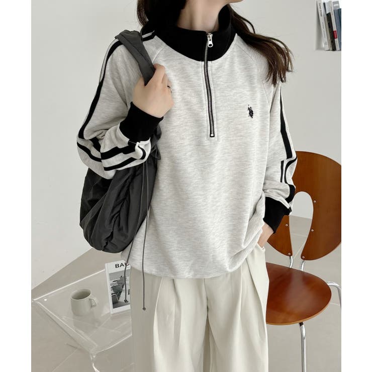 U.S. POLO ASSN. ラインデザイン ハーフジップ スウェット[品番